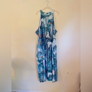 Bloomchic off shoulder watercolor maxi dress